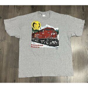 Canadian Pacific Railway T Shirt Gray XL Engine 9548 Mountain Locomotive Train
